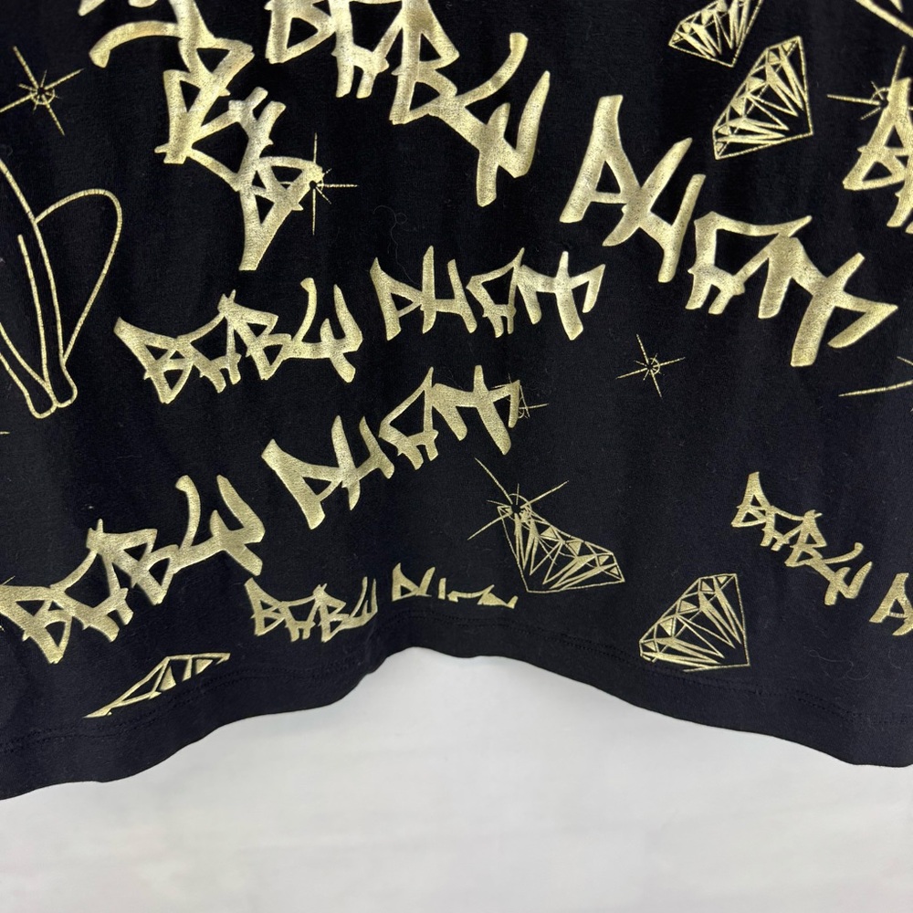 Baby Phat Black Gold Graphic Top Plus‎ Size 3X Short Sleeve Blouse Y2K - Picture 4 of 10